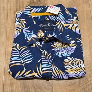 Nwt Pacific Blue Tropical Print Shirt 18 Kids Button Down Short Sleeve New $48